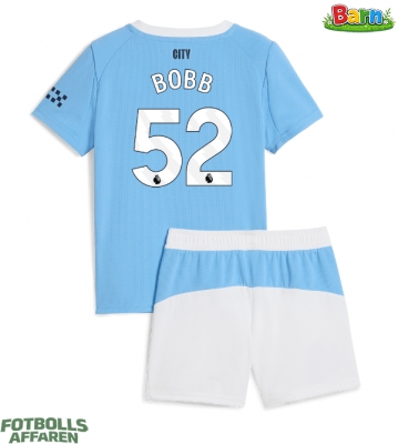 Manchester City Oscar Bobb #52 Hemmaställ Barn 2025-26 Kortärmad (+ Korta byxor)